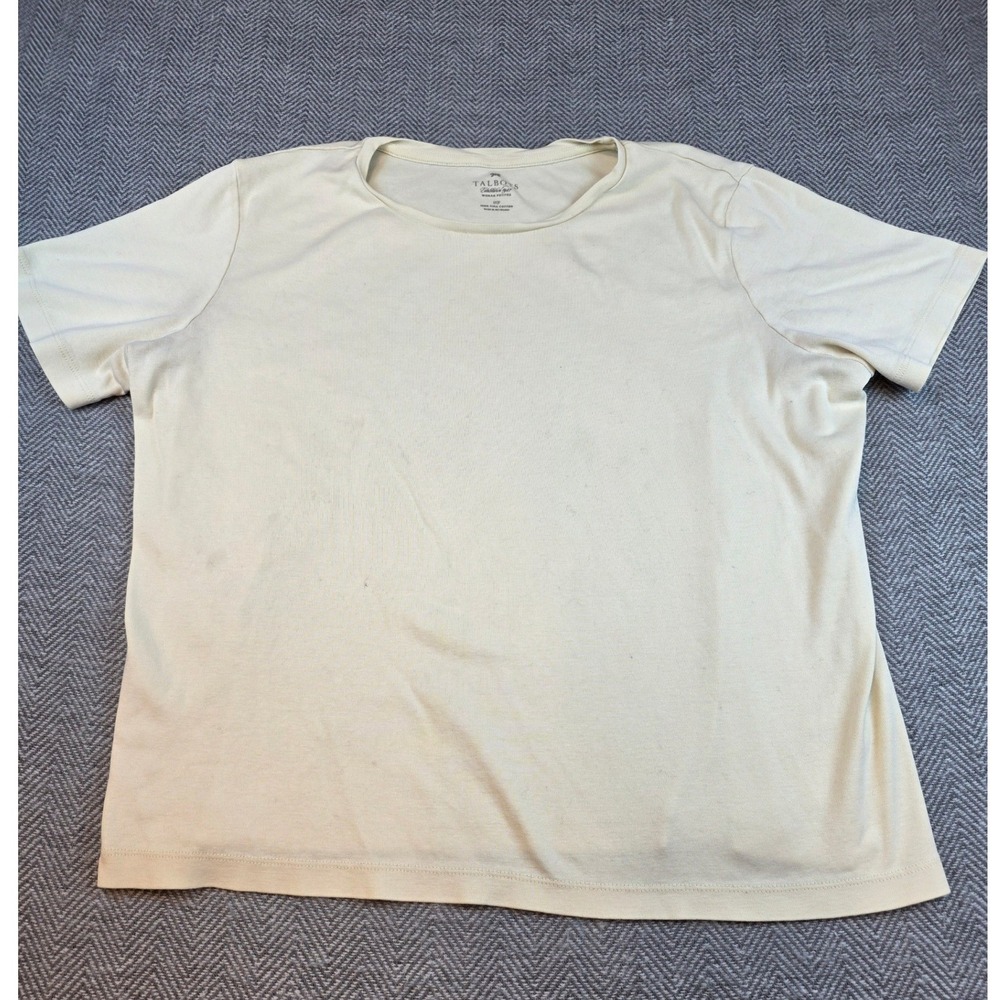 Talbots Woman Petites Cream 100% Pima Cotton Short Sleeve Tee Shirt Size 1XP